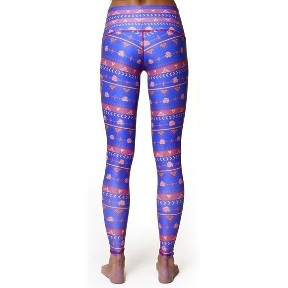 Teeki Blue Choose Roses Pink Printed Yoga Athletic Pants S - Picture 1 of 5